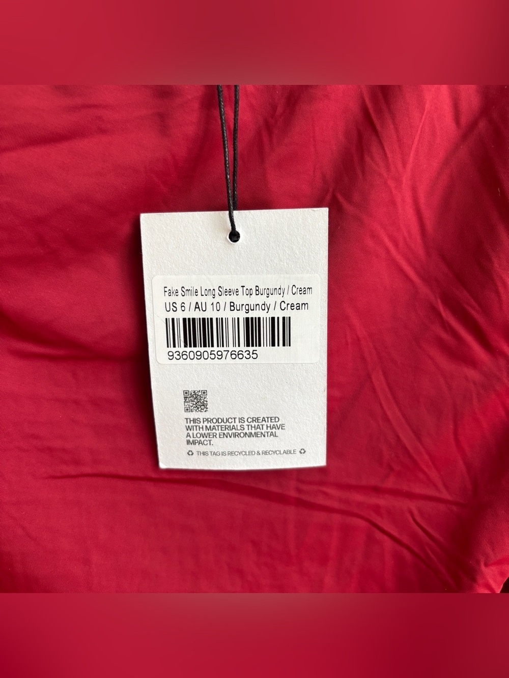 NWT Princes Polly  Fake Smile Long Sleeve Top Burgundy, Size 6 - Picture 14 of 14